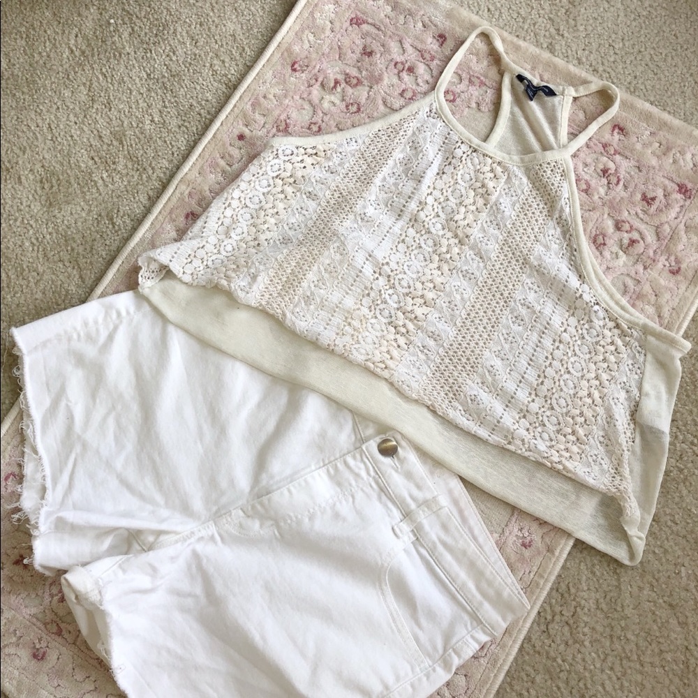 American Eagle Lace Racer Back Crop Top